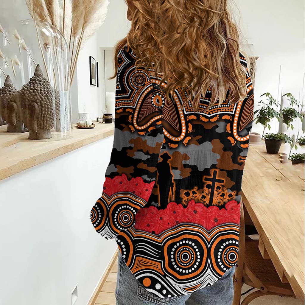 ANZAC Day Wests Tigers Women Casual Shirt Military Memorial Aboriginal Indigenous Art