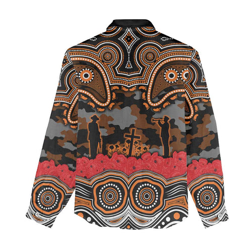 ANZAC Day Wests Tigers Women Casual Shirt Military Memorial Aboriginal Indigenous Art