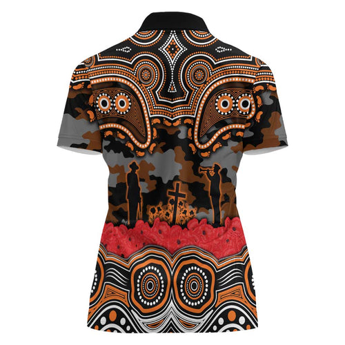 ANZAC Day Wests Tigers Women Polo Shirt Military Memorial Aboriginal Indigenous Art