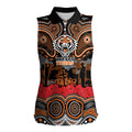 ANZAC Day Wests Tigers Women Sleeveless Polo Shirt Military Memorial Aboriginal Indigenous Art