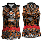 ANZAC Day Wests Tigers Women Sleeveless Polo Shirt Military Memorial Aboriginal Indigenous Art