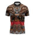 ANZAC Day Wests Tigers Zipper Polo Shirt Military Memorial Aboriginal Indigenous Art