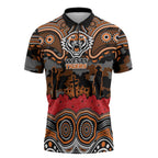 ANZAC Day Wests Tigers Zipper Polo Shirt Military Memorial Aboriginal Indigenous Art