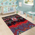 ANZAC Day Sydney Roosters Area Rug Military Memorial Aboriginal Indigenous Art