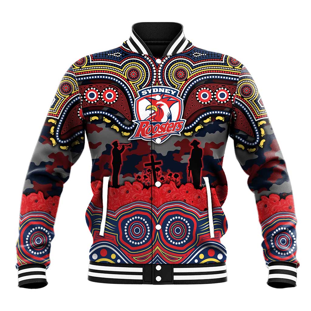 ANZAC Day Sydney Roosters Baseball Jacket Military Memorial Aboriginal Indigenous Art