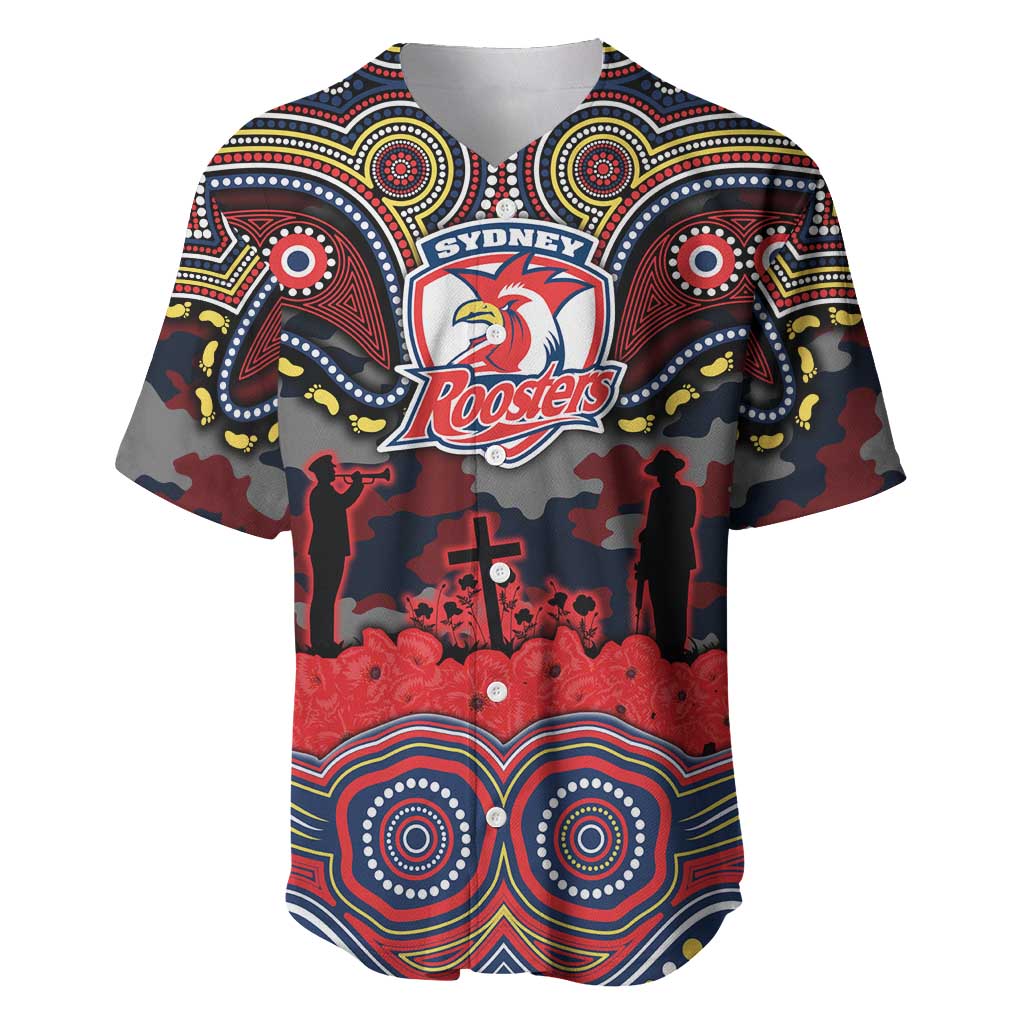 ANZAC Day Sydney Roosters Baseball Jersey Military Memorial Aboriginal Indigenous Art