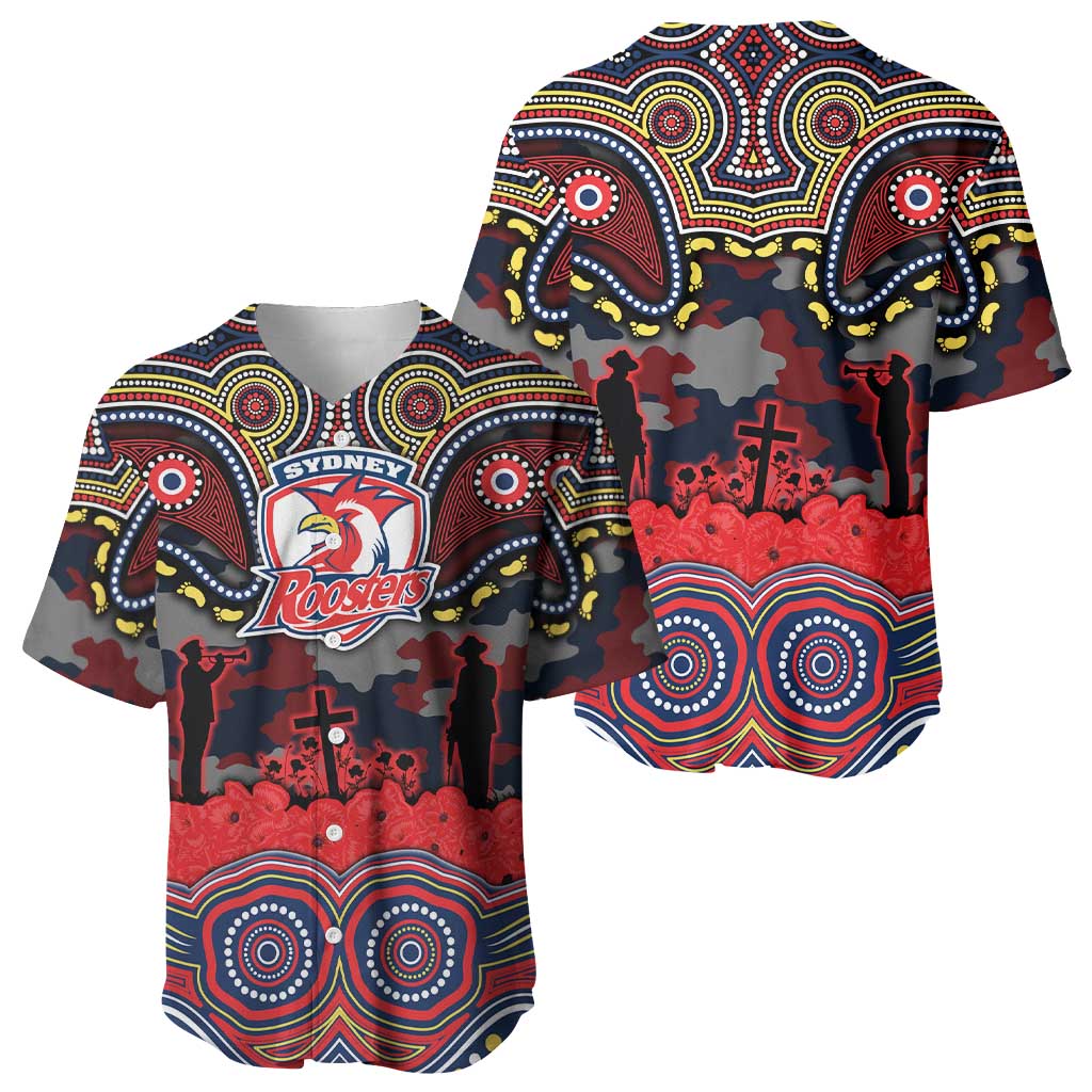 ANZAC Day Sydney Roosters Baseball Jersey Military Memorial Aboriginal Indigenous Art