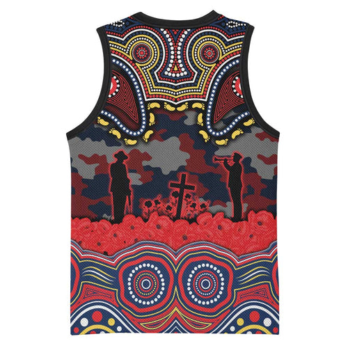 ANZAC Day Sydney Roosters Basketball Jersey Military Memorial Aboriginal Indigenous Art