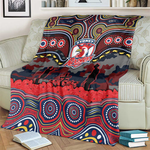 ANZAC Day Sydney Roosters Blanket Military Memorial Aboriginal Indigenous Art