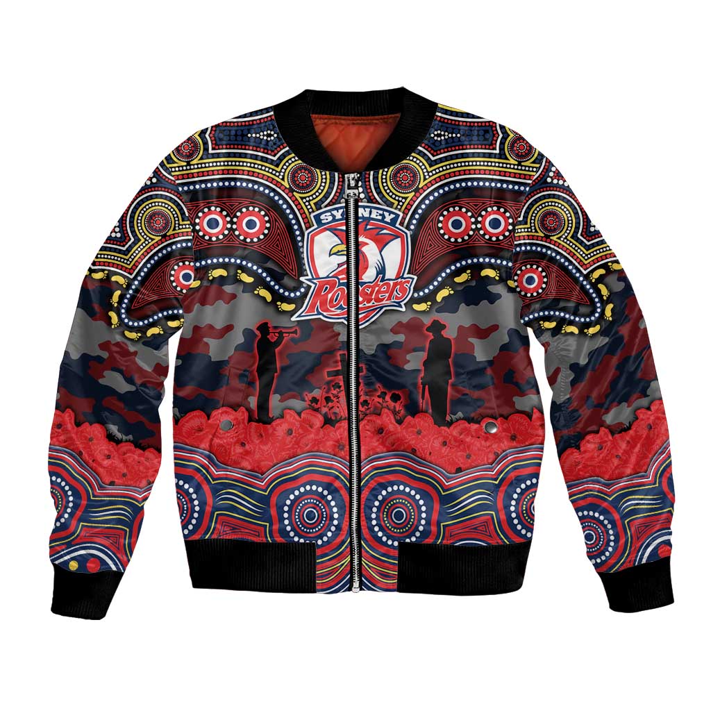 ANZAC Day Sydney Roosters Bomber Jacket Military Memorial Aboriginal Indigenous Art