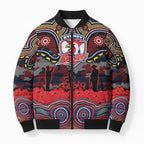 ANZAC Day Sydney Roosters Bomber Puffer Jacket Military Memorial Aboriginal Indigenous Art