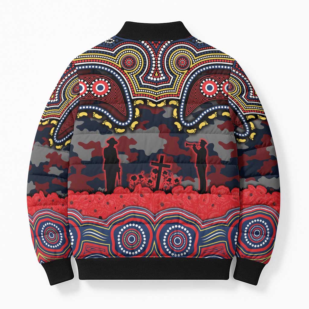 ANZAC Day Sydney Roosters Bomber Puffer Jacket Military Memorial Aboriginal Indigenous Art