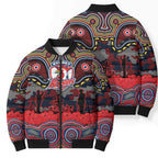 ANZAC Day Sydney Roosters Bomber Puffer Jacket Military Memorial Aboriginal Indigenous Art