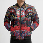 ANZAC Day Sydney Roosters Bomber Puffer Jacket Military Memorial Aboriginal Indigenous Art