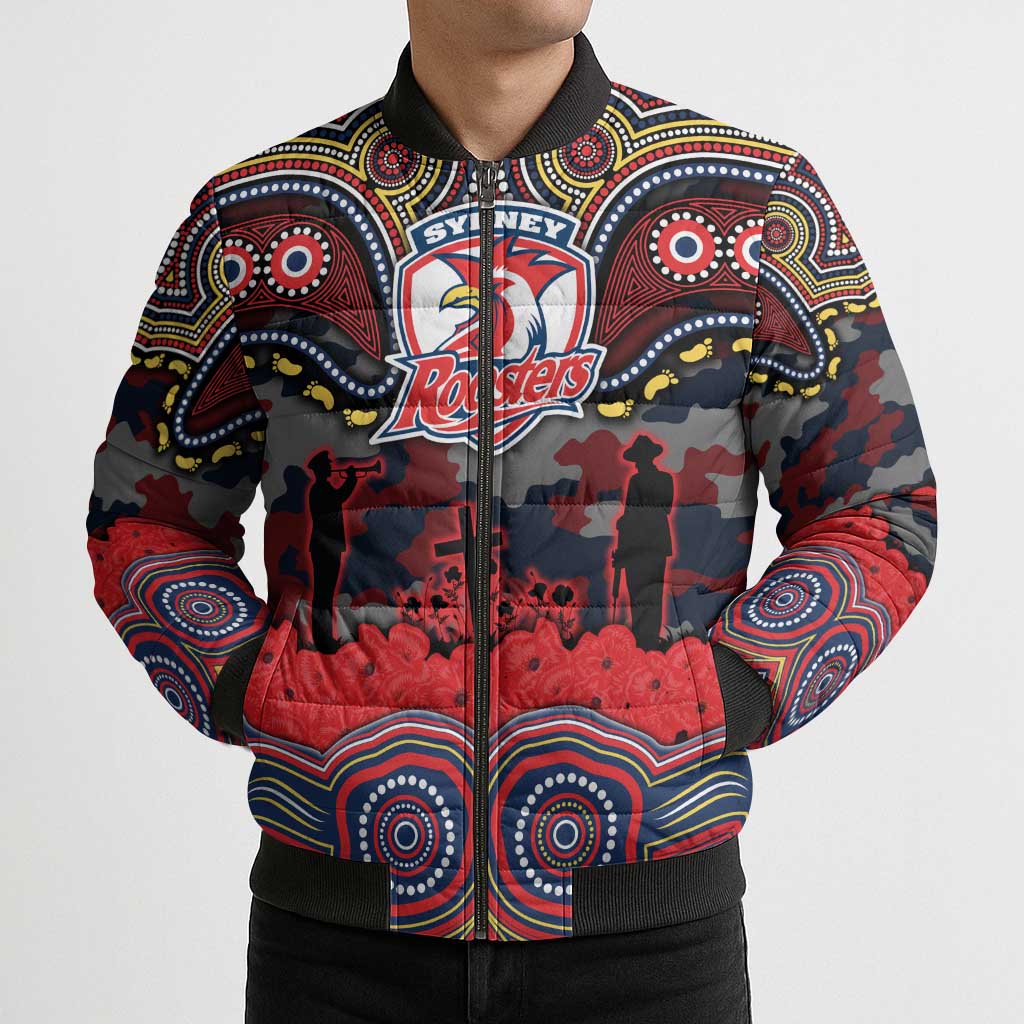 ANZAC Day Sydney Roosters Bomber Puffer Jacket Military Memorial Aboriginal Indigenous Art