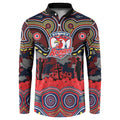 ANZAC Day Sydney Roosters Button Sweatshirt Military Memorial Aboriginal Indigenous Art