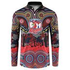 ANZAC Day Sydney Roosters Button Sweatshirt Military Memorial Aboriginal Indigenous Art