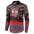 ANZAC Day Sydney Roosters Button Sweatshirt Military Memorial Aboriginal Indigenous Art