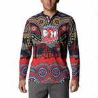 ANZAC Day Sydney Roosters Button Sweatshirt Military Memorial Aboriginal Indigenous Art