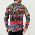 ANZAC Day Sydney Roosters Button Sweatshirt Military Memorial Aboriginal Indigenous Art