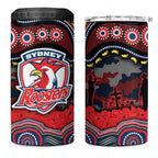 ANZAC Day Sydney Roosters 4 in 1 Can Cooler Tumbler Military Memorial Aboriginal Indigenous Art