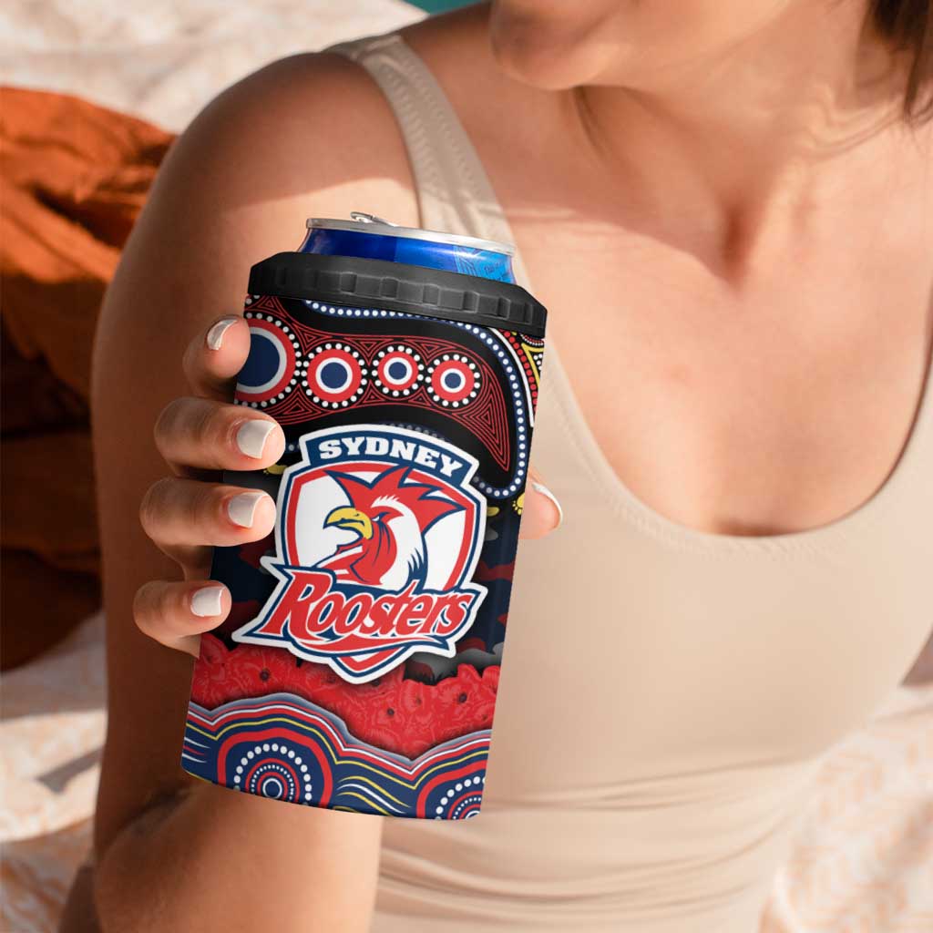 ANZAC Day Sydney Roosters 4 in 1 Can Cooler Tumbler Military Memorial Aboriginal Indigenous Art