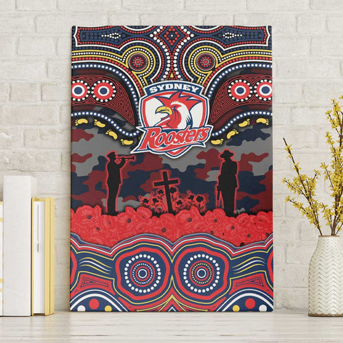 ANZAC Day Sydney Roosters Canvas Wall Art Military Memorial Aboriginal Indigenous Art