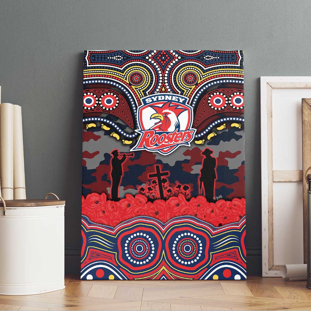 ANZAC Day Sydney Roosters Canvas Wall Art Military Memorial Aboriginal Indigenous Art