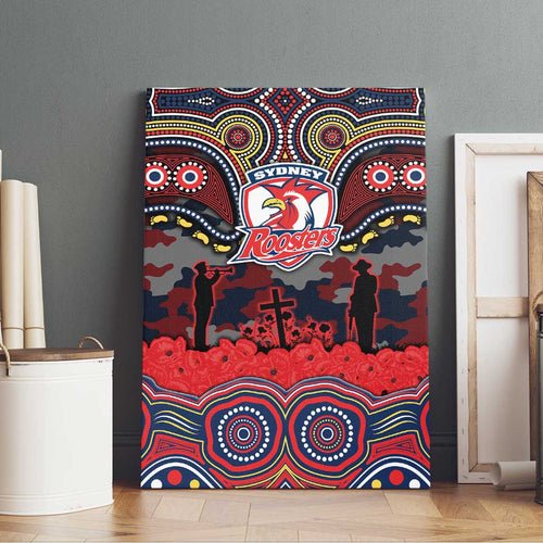 ANZAC Day Sydney Roosters Canvas Wall Art Military Memorial Aboriginal Indigenous Art