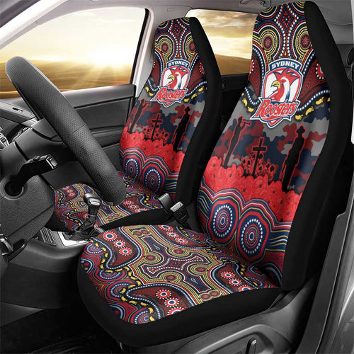 ANZAC Day Sydney Roosters Car Seat Cover Military Memorial Aboriginal Indigenous Art
