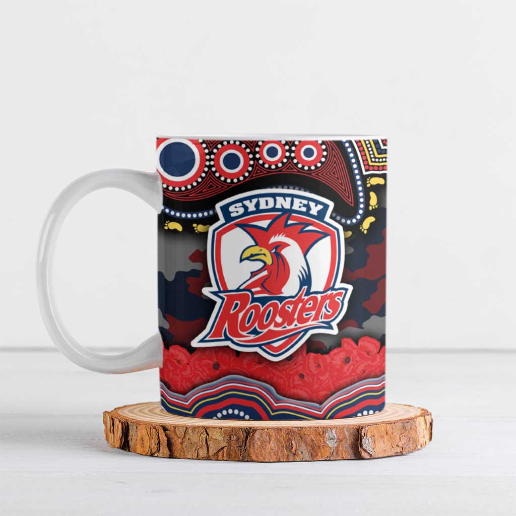 ANZAC Day Sydney Roosters Ceramic Mug Military Memorial Aboriginal Indigenous Art
