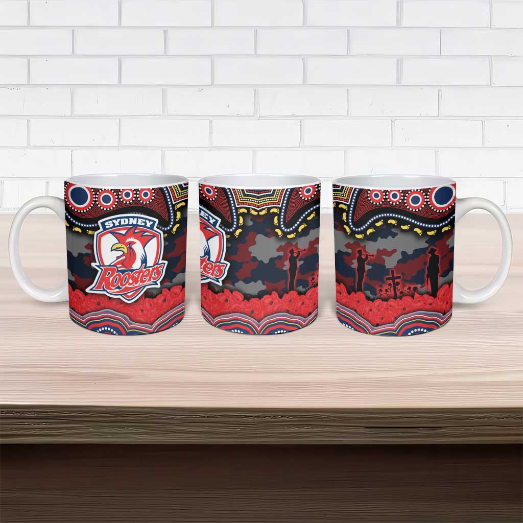 ANZAC Day Sydney Roosters Ceramic Mug Military Memorial Aboriginal Indigenous Art