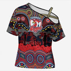 ANZAC Day Sydney Roosters Cross Shoulder Shirt Military Memorial Aboriginal Indigenous Art
