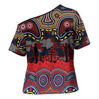 ANZAC Day Sydney Roosters Cross Shoulder Shirt Military Memorial Aboriginal Indigenous Art