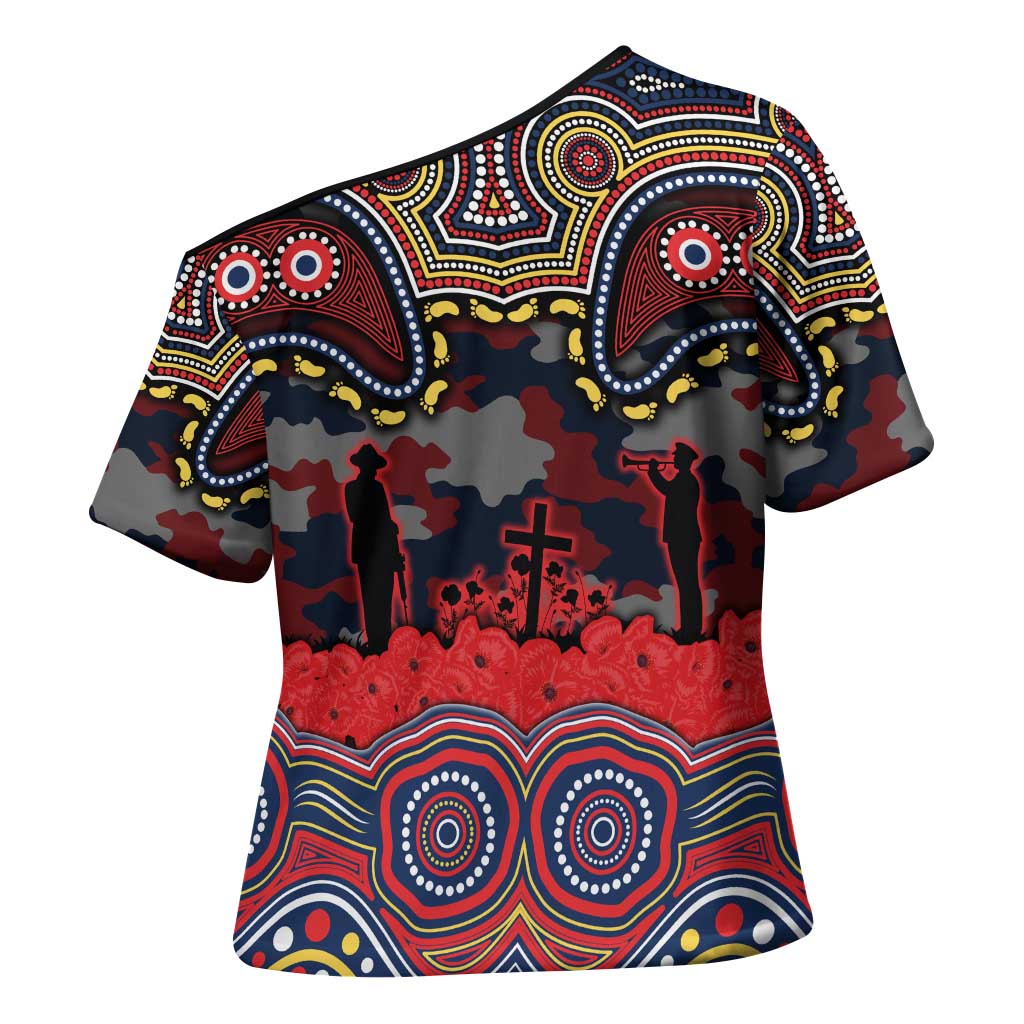 ANZAC Day Sydney Roosters Cross Shoulder Shirt Military Memorial Aboriginal Indigenous Art
