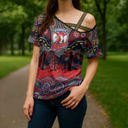 ANZAC Day Sydney Roosters Cross Shoulder Shirt Military Memorial Aboriginal Indigenous Art