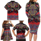 ANZAC Day Sydney Roosters Family Matching Long Sleeve Bodycon Dress and Hawaiian Shirt Military Memorial Aboriginal Indigenous Art