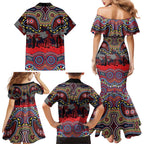 ANZAC Day Sydney Roosters Family Matching Mermaid Dress and Hawaiian Shirt Military Memorial Aboriginal Indigenous Art