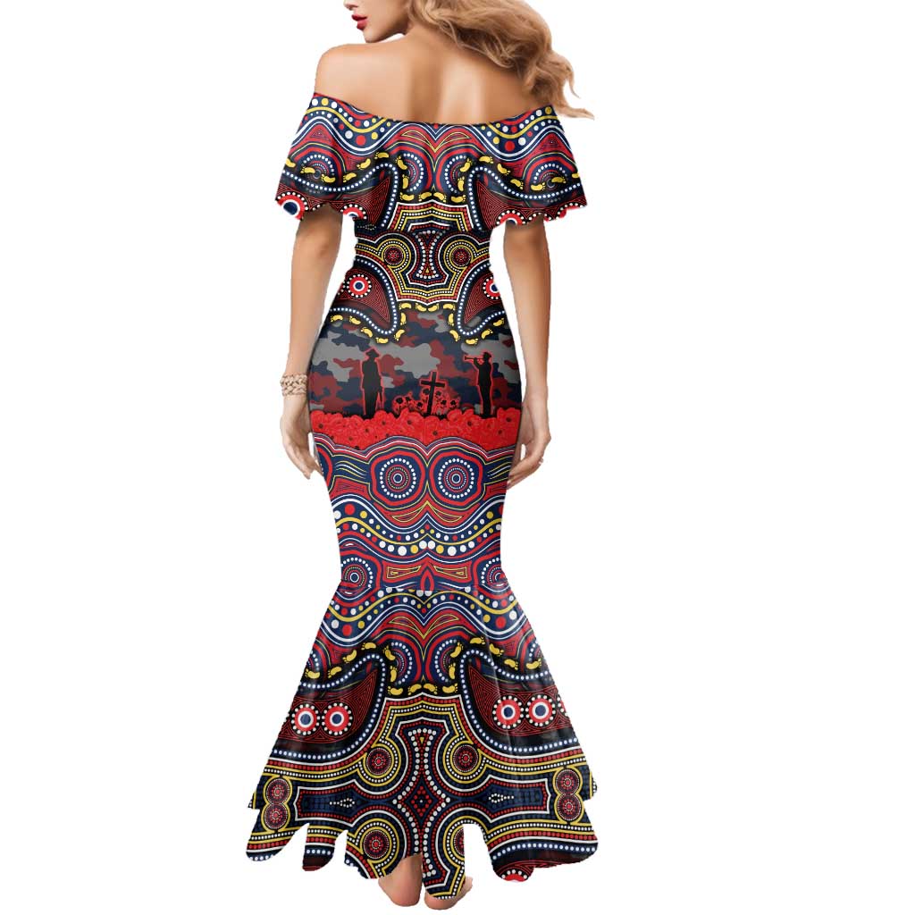 ANZAC Day Sydney Roosters Family Matching Mermaid Dress and Hawaiian Shirt Military Memorial Aboriginal Indigenous Art