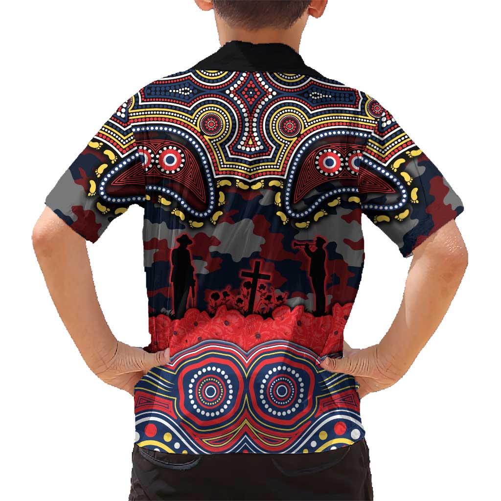 ANZAC Day Sydney Roosters Family Matching Off Shoulder Maxi Dress and Hawaiian Shirt Military Memorial Aboriginal Indigenous Art