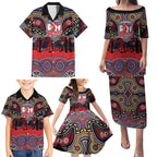 ANZAC Day Sydney Roosters Family Matching Puletasi and Hawaiian Shirt Military Memorial Aboriginal Indigenous Art