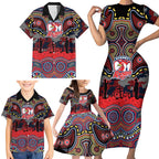 ANZAC Day Sydney Roosters Family Matching Short Sleeve Bodycon Dress and Hawaiian Shirt Military Memorial Aboriginal Indigenous Art