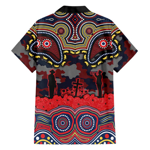 ANZAC Day Sydney Roosters Family Matching Short Sleeve Bodycon Dress and Hawaiian Shirt Military Memorial Aboriginal Indigenous Art