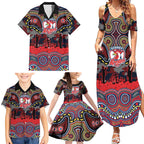 ANZAC Day Sydney Roosters Family Matching Summer Maxi Dress and Hawaiian Shirt Military Memorial Aboriginal Indigenous Art