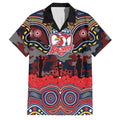 ANZAC Day Sydney Roosters Family Matching Summer Maxi Dress and Hawaiian Shirt Military Memorial Aboriginal Indigenous Art