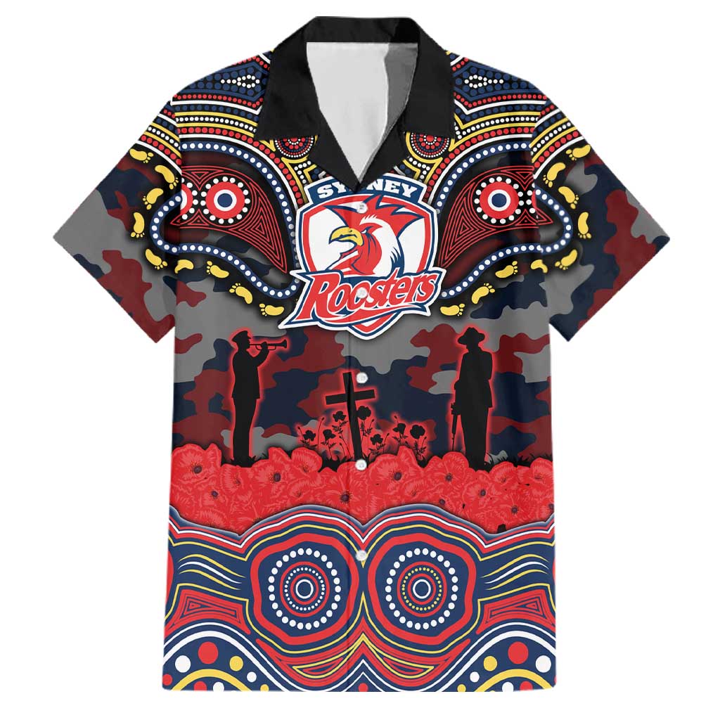 ANZAC Day Sydney Roosters Family Matching Summer Maxi Dress and Hawaiian Shirt Military Memorial Aboriginal Indigenous Art
