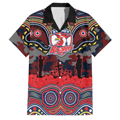 ANZAC Day Sydney Roosters Family Matching Summer Maxi Dress and Hawaiian Shirt Military Memorial Aboriginal Indigenous Art