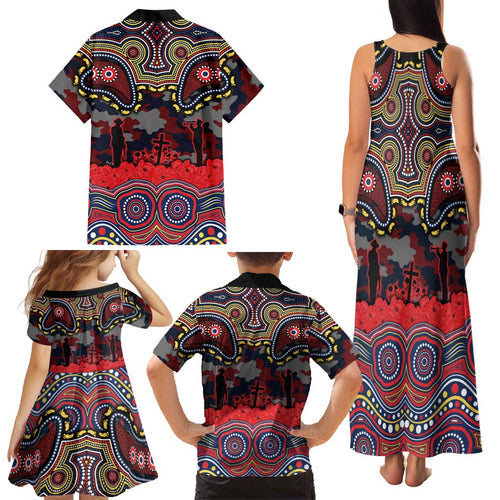 ANZAC Day Sydney Roosters Family Matching Tank Maxi Dress and Hawaiian Shirt Military Memorial Aboriginal Indigenous Art