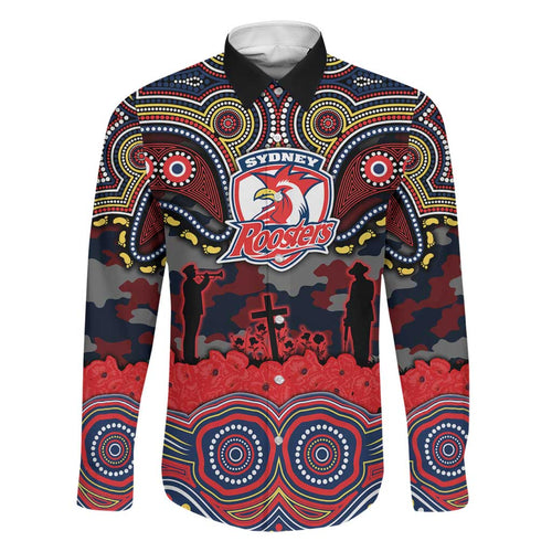ANZAC Day Sydney Roosters Family Matching Tank Maxi Dress and Hawaiian Shirt Military Memorial Aboriginal Indigenous Art