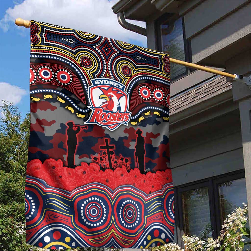 ANZAC Day Sydney Roosters Garden Flag Military Memorial Aboriginal Indigenous Art